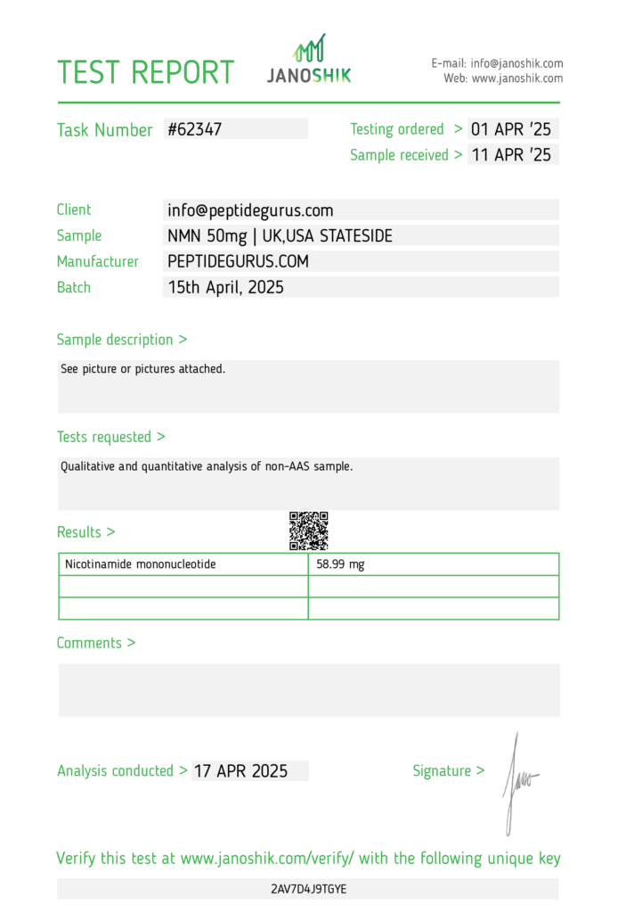 Test Report NMN 50MG march 2025 Janoshik